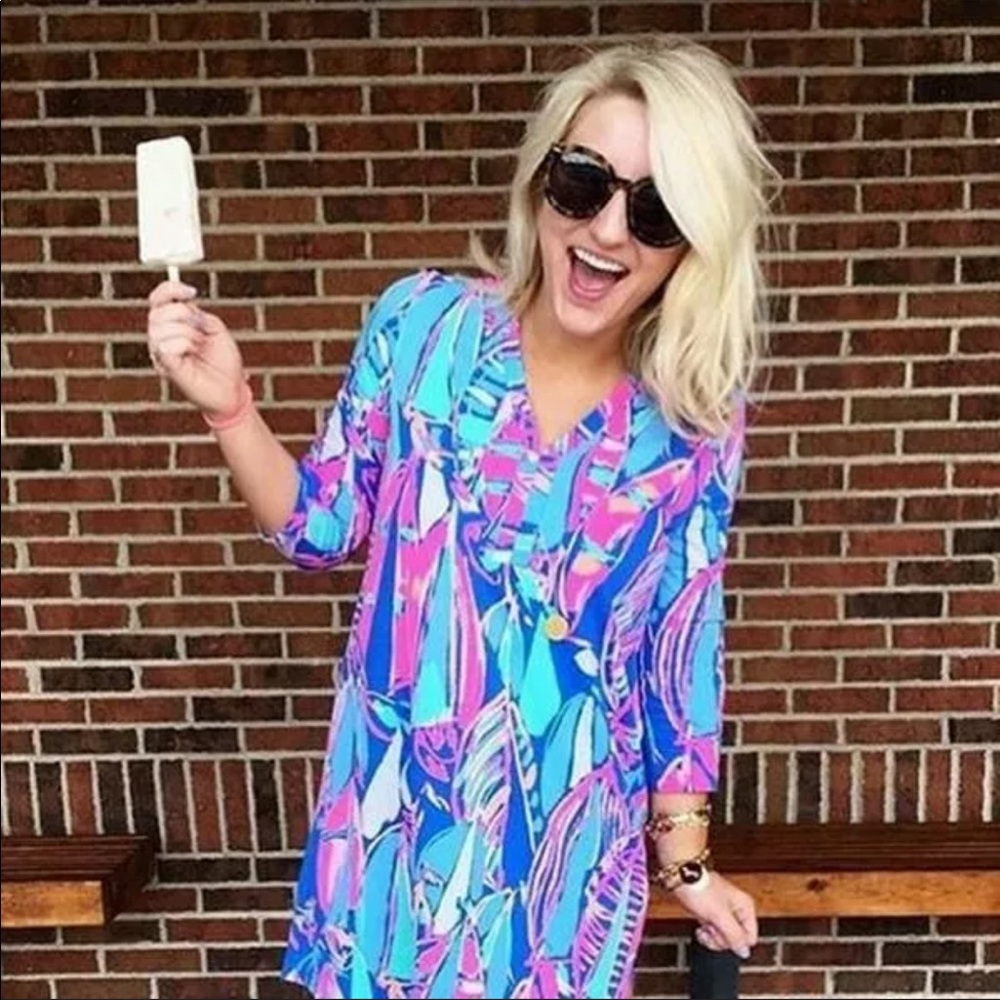 LILLY PULITZER "ALi" T-SHIRT DRESS OUT TO SEA S - Picture 1 of 7